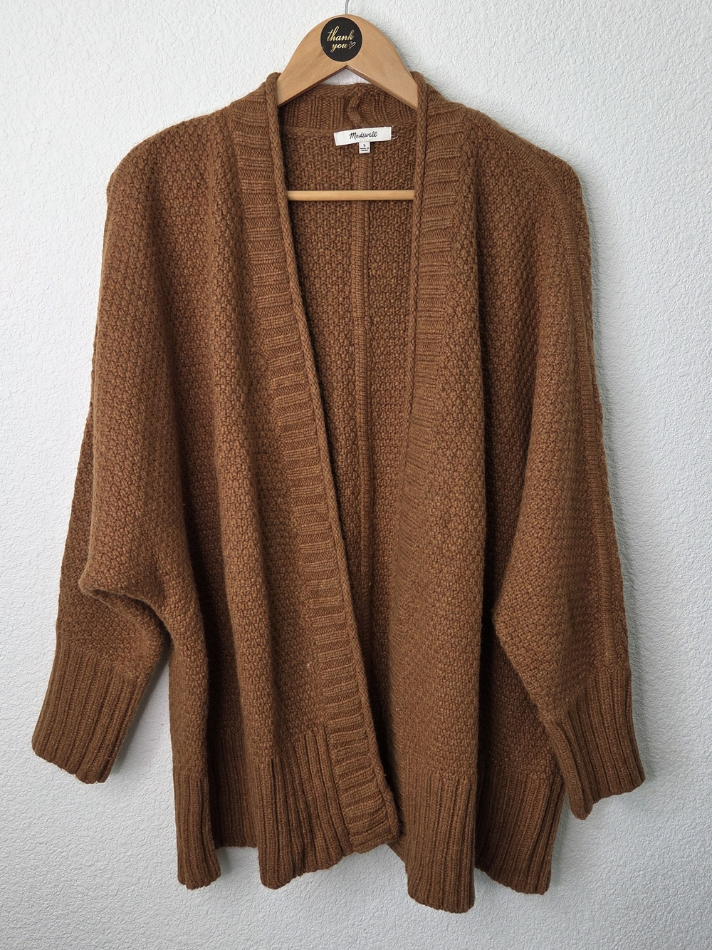 Madewell Whitley Open Cardigan, Rust Brown, Womens Size Large